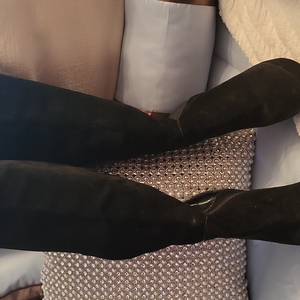 Steve Madden Black Patent Leather And Suede High  Heeled Boots